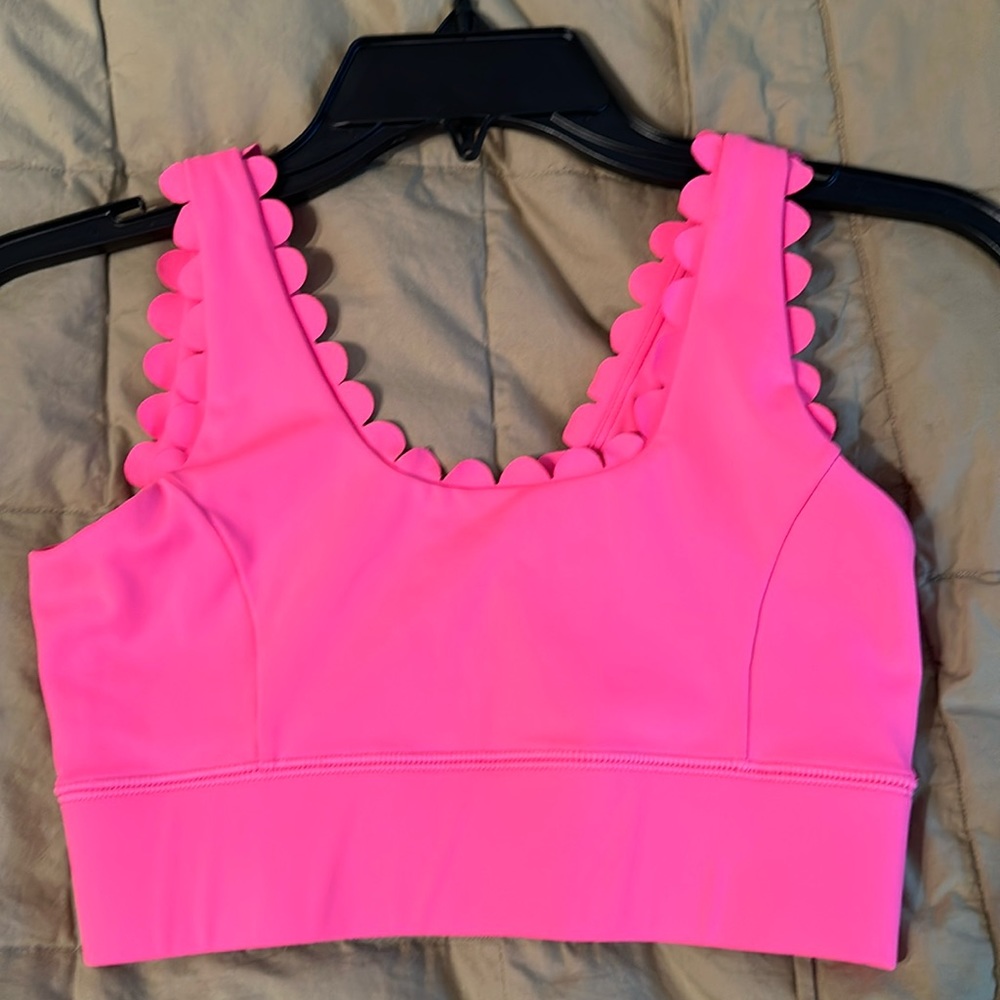 COPY - IVL pink scalloped sport bra